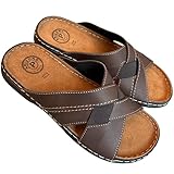 ARIZONA CIABATTE aperte Uomo DAITAN Tomaia Incrociata sottopiede soffice fondo in pelle made in italy (T. Moro, Sistema Taglie Calzature EU, Adulto, Uomo, Numero, Media, 44)