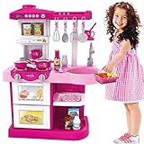 Bakaji Cucina Giocattolo per Bambini con Fornello Funzionante Luci e Suoni forno e Lavastoviglie Apribili Lavello e 30 Accessori My Little Chef Gioco Inclusi Dimensione 52 x 26 x 72 cm (Rosa)
