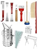 QWORK® Set di attrezzi per apicoltura da 10 pezzi, attrezzatura per apicoltura per fumatori di alveare, forniture per apicoltura