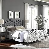 SISA srl, Struttura Letto Matrimoniale Ferro Battuto, Modello LAURA, Colore Nero Anticato (Con Sfumature Oro), 170x120x195 cm, 100% Made in Italy