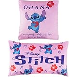 Disney Stitch Copricuscini Divano - 2 Pezzi Decor Federe Cuscino 30x50cm e 35x35cm(Rosa Stitch)