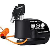 YOHOOLYO Bloccadisco Moto Lucchetto Antifurto Moto Impermeabile Allarme Sonoro 110DB per Moto, Bici, Motocross e Scooter, Accessori con 2 chiavi, cavo promemoria di 1,5m e Borsa Trasporto