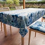 PETTI Artigiani Italiani - Tovaglia Antimacchia Quadrata 140x140 Copritavolo Cucina Disegno Corallo Blu X4 Posti (140x140 cm) 100% Made in Italy