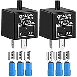 Gebildet 2 pezzi 12V 3Pin Regolabile Lampeggiante Relè, Relè Luce LED Indicatori di Direzione, Segnali Elettronico Lampeggiatore Relè 0.1W-150W per Veicolo Auto Moto, CF-14KT