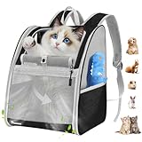 Pawaboo Zaino per Gatti Cani, per Animali Piccoli, da Viaggio Fino a 10 kg, Contenitore da Trasporto Traspirante con Supporto, Borsa per Passeggiata Escursione, Nero