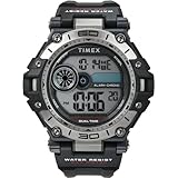 Timex Orologio sportivo da uomo, 52 mm, cinturino in resina nera, quadrante digitale, cassa nera TW5M63300