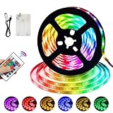 Striscia LED 2M RGB con adesivo, alimentata a batteria/USB, LED 5050, telecomando dimmerabile, 16 colori. Ideale per retroilluminazione TV, illuminazione d'ambiente, feste, bar, salotti e PC.