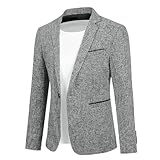 Allthemen Blazer da Uomo Slim Fit con Un Bottone Suit Jacket Formale Elegante Giacca Business da Lavoro grigio M