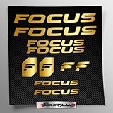 Kit adesivi compatibile con telaio MTB Mountainbike e casco | decals sticker Decalcomanie bici scritte loghi | Stickersland® - Focu (Oro Metallizzato Opaco)