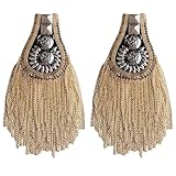 Floatdream 2 Pezzi Schede di Spalla, Badge Moda Schede di Spalla, Stile Punk Scheda Spalla a Catena, per Gli Uomini Militari, Festa in Costume, Performance Sul Palco, Decorazione Uniforme (Oro)