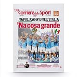 Tela Personalizzata Stampa Prima Pagina Napoli Campione D'Italia Corriere Sport Idea Regalo Tifosi Napoletani Forza Napoli 1926 Quarto Scudetto Quadro Poster Arredamento Casa Made In Italy 30x40cm