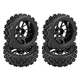 RC 1:10 Pneumatici di Ricambio, 4 Pezzi/Set Pneumatico Fuoristrada da Corsa Pneumatico in Gomma Cerchio Ruota per Hsp Redcat Exceed Rc Traxxas Tamiya Hpi 1/10 Auto(Nero)
