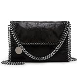 Valleycomfy Borsa da donna a tracolla elegante metallica Cuoio Crossbody, Nero