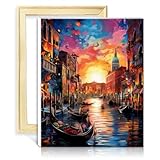 TANGFEIY Quadro a olio su tela Venezia su tela per adulti con pennelli e pigmento acrilico su tela, artigianato artistico per la decorazione della casa con cornice (30 x 40 cm)