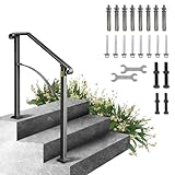 VEVOR Ringhiera Corrimano, Set Ringhiera per Scale a Arco Nero, Opaco con 2 o 3 Gradini, Ringhiera Corrimano in Ferro, Ringhiera Scale Esterne per Gradini Esterni