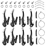 Glarks Set di freni per bici da 12 pezzi, tra cui 4 paia, 8 freni a V neri, 4 cavi freno anteriori e posteriori in acciaio per mountain bike