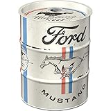 Nostalgic-Art Salvadanaio retrò 600 ml Ford Mustang – Horse & Stripes Logo – Idea regalo per gli appassionati di accessori Ford, salvadanaio in metallo vintage