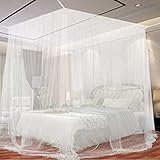 Zanzariera Letto, opamoo Zanzariera Baldacchino Pieghevole Universale Baldacchino Letto matrimoniale Facile da Installare leggero e traspirante Grande Zanzariera-200 * 210 * 220cm（Bianca）