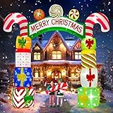 Kalolary 10 Piedi Decorazione Gonfiabile di Natale, Confezione Regalo Arco Gonfiabile Natalizio con LED Integrati, Arco Gonfiabile Gigante Natalizio per Feste Interne, All'aperto (Arco dei Regali)