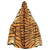 BHCASE Mantello con cappuccio per Halloween, per adulti, facile da pulire, perfetto per feste e cosplay, palcoscenico e altro, con pelle di tigre, nero, Taglia unica
