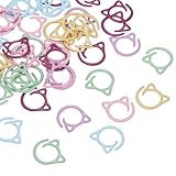 PATIKIL Segnapunti Goccia Forma Gatto, 54Pz Segnapunti per Maglia E Uncinetto Accessori Carini Ad Anello Spirale Metallico Contatori per fileto Uncinetto Fai da Te, Multicolore