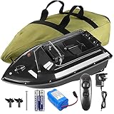 Esca da pesca wireless da 500 m, motoscafo intelligente, giocattolo radiocomandato, tramoggia di carico da 1,5 kg, doppio motore, borsa portatile (barca nera)