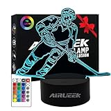 AIRUEEK Regalo de hockey per ragazzo-3D Luce Notturna Bambini-con 16 Cambi di Colore e Telecomando，Regali di Natale compleanno per bambin, ragazza, ragazzo, Decorazione per la camera dei bambini