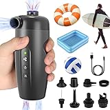 15PSI Pompa ad Aria Elettrica, Pompa d'Aria Ricaricabile con 7 ugelli d'aria, Pompa Portatile a Bassa/Alta Pressione, 2 IN 1 Pompa d'Aria Gonfiatore Rapido per Piscina/Materassini/Gommoni