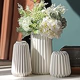 Set di 3 vasi decorativi in ceramica bianca per la decorazione moderna della casa, vaso decorativo opaco per erba della pampa, vasi decorativi estetici neutri boho scandinavi (A bianco)