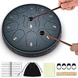 CAHAYA Tamburo a Lingua d'Acciaio 6 Pollici: Steel Tongue Drum a 11 Note Handpan Steel Pan con Bacchette e Borsa per Trasporto Strumento a Percussione per Meditazione Yoga Zen Regali CY00373-1