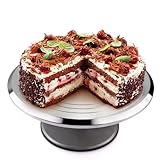 Uten, alzata girevole con piatto per torte, alzata per dolci, piatto girevole per pasticceria, biscotti, dolci glassati alluminio