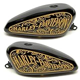 2 Grafiche Arabesco Adesive Stickers Worldcustom compatibili con Harley Davidson Serbatoio Sportster Moto Custom (Grigio Scuro, 12 Litri)
