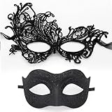 GWAWG 2 pezzi maschera veneziana, maschera veneziana coppia, plastica con bordo in pizzo, maschera da sera e ballo mascherato, maschere in stile veneziano, maschera da ballo mascherato per uomo donna