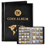 Album della Collezione Con 300 Tasche, Libro Porta Trasparente 3.5*3.5 CM/4.5*4.5 CM, Raccoglitore Monete 2 Euro, 15 Pagine 25x19 cm