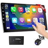 Haudio Autoradio 2 DIN Bluetooth con CarPlay wireless & Android Auto,con schermo 9 pollici Touchscreen Lettore,con Telecamera Posteriore,Bluetooth,AUX,Navigazione GPS,Mirroring,FM/AM,Lettore Musicale