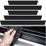 SULIUDAJI 5 Pezzi Adesivo Batticalcagno Porta Auto, Protezione bagagliaio dell'autoParaurti dell'auto Posteriore Auto Fibra Di Carbonio Pellicola Adesiva, Universale Autoadesive Battitacco nero