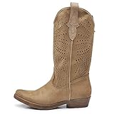 IF Fashion Scarpe Stivali Stivaletti alla Caviglia Camperos Texani Primaverili Estivi Traforati da Donna C19004-5 Tortora N.38
