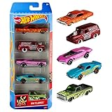Hot Wheels, confezione da 5 veicoli, macchinine Hot Wheels in scala 1:64 con dettagli autentici, giocattolo per bambini, 3+ anni, 01806, Modelli Assortiti (anche diversi da quelli mostrati in foto)