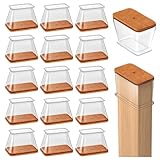 16 Pezzi Gommini per Sedie Rettangolari, Feltrini per Gambe di Mobili, Tappi per Sedie per Legno Duro, Proteggere il Pavimento dal Antigraffio Rumore,Trasparente (Adatto per Perimetro 95–124 mm)