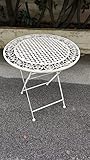 Euronovità EN-222272 Tavolo Arredo Giardino Tondo in Ferro Batturo.Colore Panna. Dimensioni H75 X Diametro 70 Cm