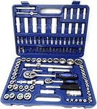 SQUADO Set Chiavi a Bussola e Accessori con Cricchetto 108 pezzi Chrome Vanadium Professionale con Valigetta