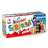 Kinder Sorpresa - Set di 3 Uova di Cioccolato al Latte con Sorpresa, Ogni Uovo Contiene un Gioco Unico, Senza Glutine, Snack Dolce Ottimo per Merenda, Confezione da 60 gr