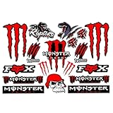 XUZOPIM Monster Energy Adesivi Moto Reflective Sticker Waterproof Motorcycle Cool Sticker For Motorcycle, Helmet, Skateboard, Car And Off-Road Motorcycle, Red