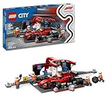 LEGO City Pit Stop e Meccanici con Monoposto Ferrari F1 - Kit Officina da Costruire con Macchina Giocattolo, Minifigure e Accessori, Giochi per Bambini da 6 Anni Fan delle Auto da Corsa Sportive 60443