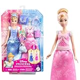 Mattel Disney Princess - Cenerentola 2 storie in 1, bambola alla moda ispirata al film con 2 look completi intercambiabili e 9 accessori inclusi, giocattolo per bambini, 3+ anni, rosa, JCR95