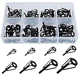 Anelli Canna da Pesca Kit Riparazione, 80pezzi Spinning Top Set Acciai Inox Carbonio Occhielli Pesca Guida del Corredo Box per Acqua Salata d'acqua Dolce
