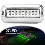 ALLOMN Luce di Navigazione per Barche, 50W 12V 27 LED Lampada di Navigazione Verde Bianco Blu Marine Light IP68 Impermeabile Subacquea Acciaio inossidabile Luce del Fascio Navale (Verde)