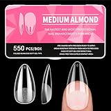 Diboniur 550 Pezzi Tip in Gel Unghie, 11 Taglie Tip Unghie Ricostruzione, Unghie Finte Copertura Completa, Gel Tips Unghie Mandorla per Salone Manicure, Nail Art Principiante, Medium Almond