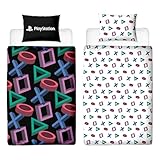 PlayStation - Set copripiumino singolo ufficiale, design astratto, reversibile, 2 lati, prodotto ufficiale, con federa coordinata, trapunta per letto singolo