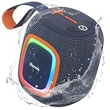 RIENOK Cassa Bluetooth Potente Portatile Impermeabile Speaker Bluetooth 5.3, Radio FM/USB/AUX/Micro SD, Vero Stereo Senza Fili, Luce LED, Ricaricabile Tipo-C, Blu Navy